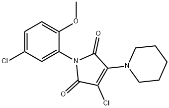 3-chloro-1-(5-chloro-2-methoxyphenyl)-4-(1-piperidinyl)-1H-pyrrole-2,5-dione Struktur