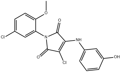 3-chloro-1-(5-chloro-2-methoxyphenyl)-4-(3-hydroxyanilino)-1H-pyrrole-2,5-dione Struktur