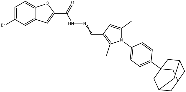 N'-({1-[4-(1-adamantyl)phenyl]-2,5-dimethyl-1H-pyrrol-3-yl}methylene)-5-bromo-1-benzofuran-2-carbohydrazide Struktur