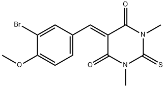 5-(3-bromo-4-methoxybenzylidene)-1,3-dimethyl-2-thioxodihydropyrimidine-4,6(1H,5H)-dione Struktur