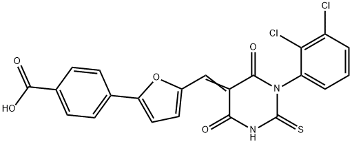 4-{5-[(1-(2,3-dichlorophenyl)-4,6-dioxo-2-thioxotetrahydro-5(2H)-pyrimidinylidene)methyl]-2-furyl}benzoic acid Struktur