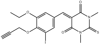 5-[3-ethoxy-5-iodo-4-(2-propynyloxy)benzylidene]-1,3-dimethyl-2-thioxodihydro-4,6(1H,5H)-pyrimidinedione Struktur