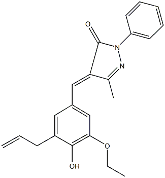 4-(3-allyl-5-ethoxy-4-hydroxybenzylidene)-5-methyl-2-phenyl-2,4-dihydro-3H-pyrazol-3-one Struktur