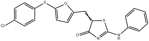 5-({5-[(4-chlorophenyl)sulfanyl]-2-furyl}methylene)-2-(phenylimino)-1,3-thiazolidin-4-one Struktur