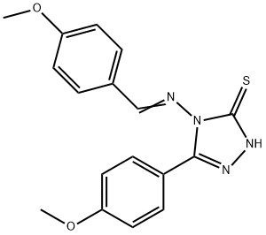 4-[(4-methoxybenzylidene)amino]-5-(4-methoxyphenyl)-4H-1,2,4-triazol-3-yl hydrosulfide Struktur