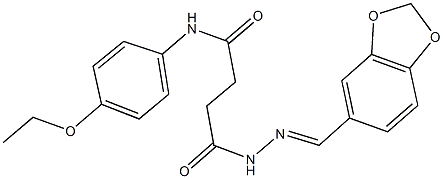 4-[2-(1,3-benzodioxol-5-ylmethylene)hydrazino]-N-(4-ethoxyphenyl)-4-oxobutanamide Struktur