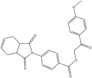 2-(4-methoxyphenyl)-2-oxoethyl 4-(1,3-dioxo-1,3,3a,4,7,7a-hexahydro-2H-isoindol-2-yl)benzoate Struktur