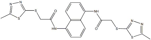 2-[(5-methyl-1,3,4-thiadiazol-2-yl)sulfanyl]-N-[5-({[(5-methyl-1,3,4-thiadiazol-2-yl)sulfanyl]acetyl}amino)-1-naphthyl]acetamide Struktur