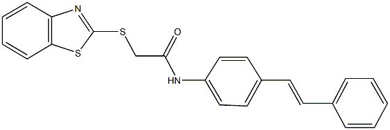 2-(1,3-benzothiazol-2-ylsulfanyl)-N-[4-(2-phenylvinyl)phenyl]acetamide Struktur