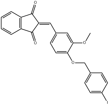 2-{4-[(4-iodobenzyl)oxy]-3-methoxybenzylidene}-1H-indene-1,3(2H)-dione Struktur