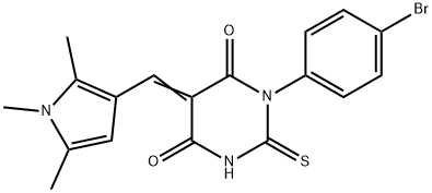 1-(4-bromophenyl)-2-thioxo-5-[(1,2,5-trimethyl-1H-pyrrol-3-yl)methylene]dihydro-4,6(1H,5H)-pyrimidinedione Struktur