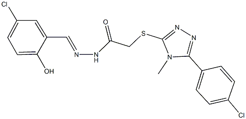 N'-(5-chloro-2-hydroxybenzylidene)-2-{[5-(4-chlorophenyl)-4-methyl-4H-1,2,4-triazol-3-yl]sulfanyl}acetohydrazide Struktur