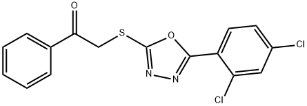 2-{[5-(2,4-dichlorophenyl)-1,3,4-oxadiazol-2-yl]sulfanyl}-1-phenylethanone Struktur