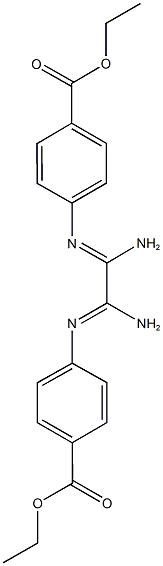 ethyl4-[(1,2-diamino-2-{[4-(ethoxycarbonyl)phenyl]imino}ethylidene)amino]benzoate Struktur