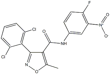 3-(2,6-dichlorophenyl)-N-{4-fluoro-3-nitrophenyl}-5-methylisoxazole-4-carboxamide Struktur