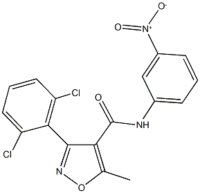 3-(2,6-dichlorophenyl)-N-{3-nitrophenyl}-5-methyl-4-isoxazolecarboxamide Struktur