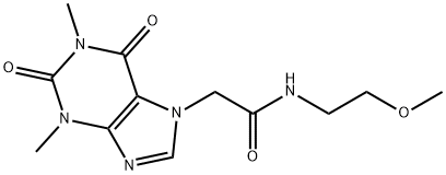 2-(1,3-dimethyl-2,6-dioxo-1,2,3,6-tetrahydro-7H-purin-7-yl)-N-(2-methoxyethyl)acetamide Struktur