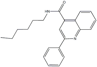 N-hexyl-2-phenyl-4-quinolinecarboxamide Struktur