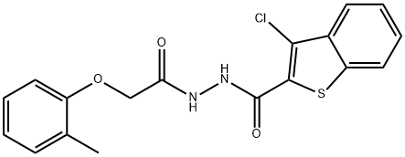 3-chloro-N'-[(2-methylphenoxy)acetyl]-1-benzothiophene-2-carbohydrazide Struktur