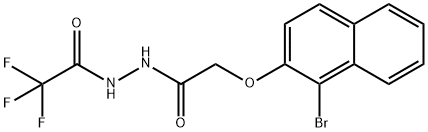 N'-{[(1-bromo-2-naphthyl)oxy]acetyl}-2,2,2-trifluoroacetohydrazide Struktur