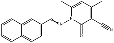 4,6-dimethyl-1-[(2-naphthylmethylene)amino]-2-oxo-1,2-dihydro-3-pyridinecarbonitrile Struktur