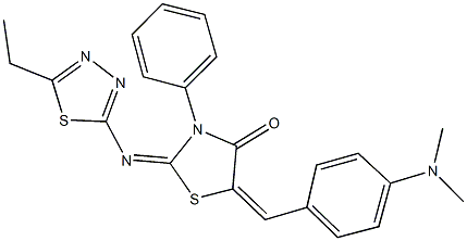 5-[4-(dimethylamino)benzylidene]-2-[(5-ethyl-1,3,4-thiadiazol-2-yl)imino]-3-phenyl-1,3-thiazolidin-4-one Struktur