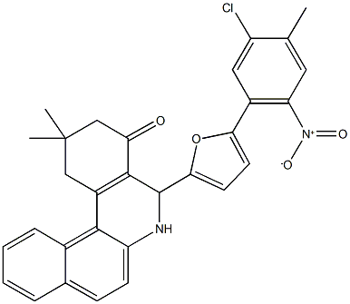 5-(5-{5-chloro-2-nitro-4-methylphenyl}-2-furyl)-2,2-dimethyl-2,3,5,6-tetrahydrobenzo[a]phenanthridin-4(1H)-one Struktur