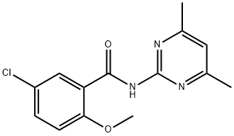 5-chloro-N-(4,6-dimethyl-2-pyrimidinyl)-2-methoxybenzamide Struktur