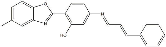 2-(5-methyl-1,3-benzoxazol-2-yl)-5-[(3-phenyl-2-propenylidene)amino]phenol Struktur