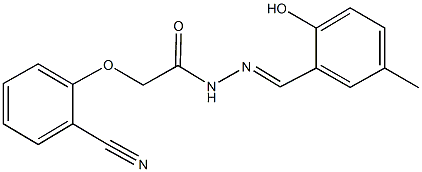 2-(2-cyanophenoxy)-N'-(2-hydroxy-5-methylbenzylidene)acetohydrazide Struktur