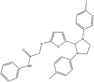 2-({5-[1,3-bis(4-methylphenyl)-2-imidazolidinyl]-2-furyl}sulfanyl)-N-phenylacetamide Struktur