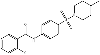 2-chloro-N-{4-[(4-methyl-1-piperidinyl)sulfonyl]phenyl}benzamide Struktur