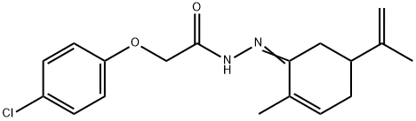 2-(4-chlorophenoxy)-N'-(5-isopropenyl-2-methyl-2-cyclohexen-1-ylidene)acetohydrazide Struktur