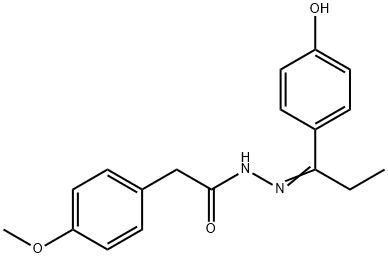 N'-[1-(4-hydroxyphenyl)propylidene]-2-(4-methoxyphenyl)acetohydrazide Struktur