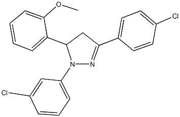 1-(3-chlorophenyl)-3-(4-chlorophenyl)-5-(2-methoxyphenyl)-4,5-dihydro-1H-pyrazole Struktur