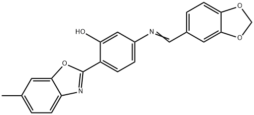 5-[(1,3-benzodioxol-5-ylmethylene)amino]-2-(6-methyl-1,3-benzoxazol-2-yl)phenol Struktur