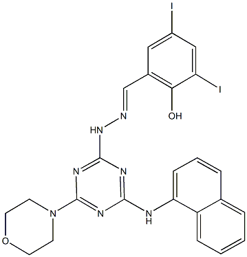 2-hydroxy-3,5-diiodobenzaldehyde [4-(4-morpholinyl)-6-(1-naphthylamino)-1,3,5-triazin-2-yl]hydrazone Struktur