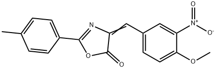 4-{3-nitro-4-methoxybenzylidene}-2-(4-methylphenyl)-1,3-oxazol-5(4H)-one Struktur