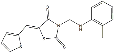 5-(2-thienylmethylene)-2-thioxo-3-(2-toluidinomethyl)-1,3-thiazolidin-4-one Struktur