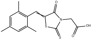 [5-(mesitylmethylene)-4-oxo-2-thioxo-1,3-thiazolidin-3-yl]acetic acid Struktur