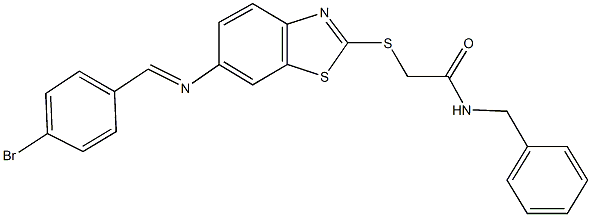 N-benzyl-2-({6-[(4-bromobenzylidene)amino]-1,3-benzothiazol-2-yl}sulfanyl)acetamide Struktur