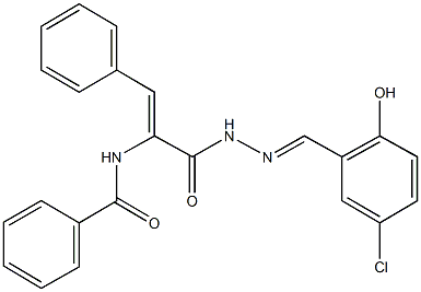 N-(1-{[2-(5-chloro-2-hydroxybenzylidene)hydrazino]carbonyl}-2-phenylvinyl)benzamide Struktur