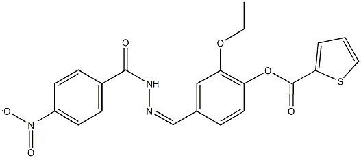 2-ethoxy-4-(2-{4-nitrobenzoyl}carbohydrazonoyl)phenyl 2-thiophenecarboxylate Struktur