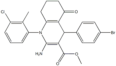 methyl 2-amino-4-(4-bromophenyl)-1-(3-chloro-2-methylphenyl)-5-oxo-1,4,5,6,7,8-hexahydro-3-quinolinecarboxylate Struktur