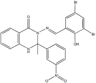 3-[(3,5-dibromo-2-hydroxybenzylidene)amino]-2-{3-nitrophenyl}-2-methyl-2,3-dihydro-4(1H)-quinazolinone Struktur