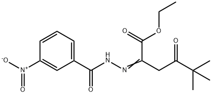 ethyl 2-({3-nitrobenzoyl}hydrazono)-5,5-dimethyl-4-oxohexanoate Struktur