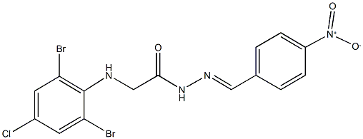 2-(2,6-dibromo-4-chloroanilino)-N'-{4-nitrobenzylidene}acetohydrazide Struktur