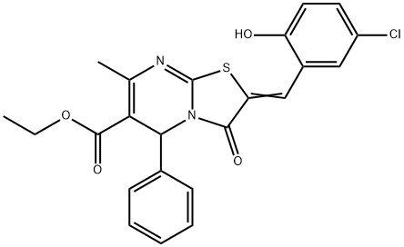 ethyl 2-(5-chloro-2-hydroxybenzylidene)-7-methyl-3-oxo-5-phenyl-2,3-dihydro-5H-[1,3]thiazolo[3,2-a]pyrimidine-6-carboxylate Struktur