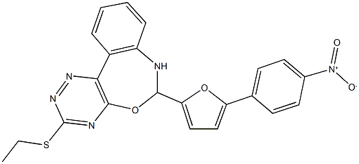 3-(ethylsulfanyl)-6-(5-{4-nitrophenyl}-2-furyl)-6,7-dihydro[1,2,4]triazino[5,6-d][3,1]benzoxazepine Struktur