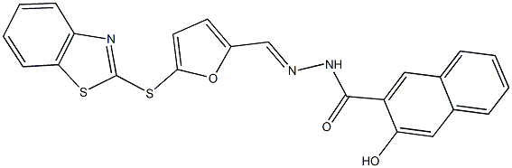 N'-{[5-(1,3-benzothiazol-2-ylsulfanyl)-2-furyl]methylene}-3-hydroxy-2-naphthohydrazide Struktur